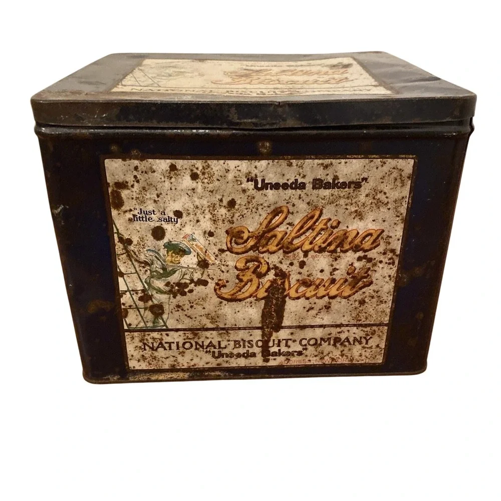 Vintage Uneeda Bakers Saltina Biscuit‎ Hinged Tin